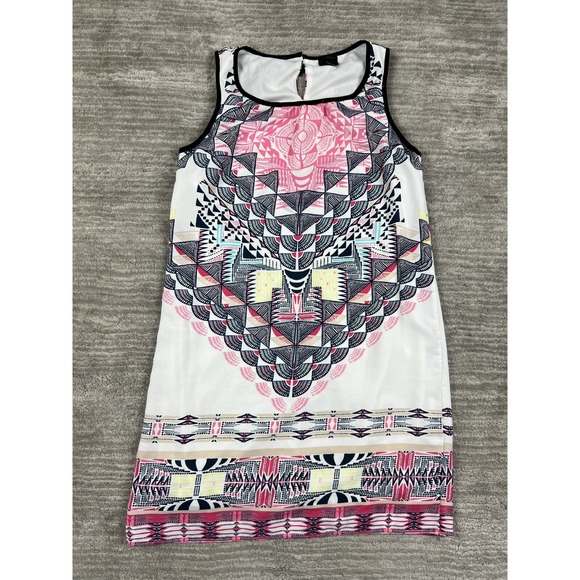 Worthington Dresses & Skirts - Worthington Dress Womens M White Pink Geometric Kaleidoscope Sleeveless Shift